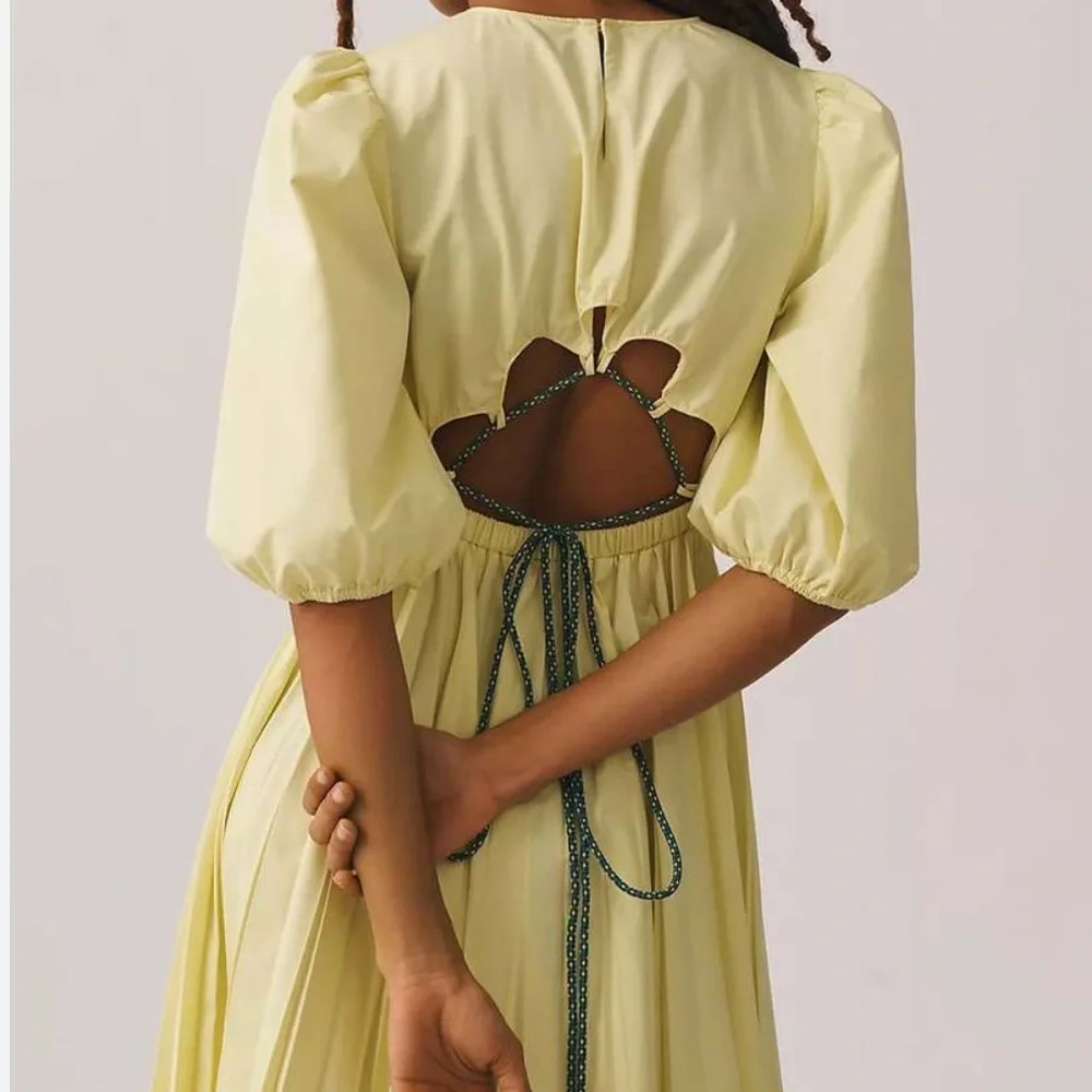 Beatrice B Pleated Yellow Dress - Picture 3 of 15